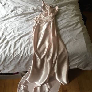 Sexy elegant blush satin floor length dress